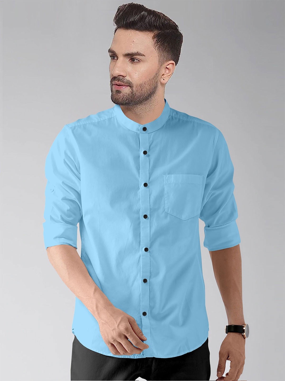 

Praizy Men Classic Opaque Casual Shirt, Blue