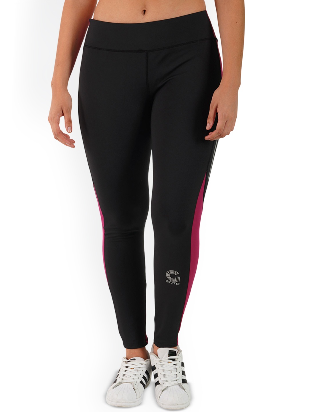 

GOTO Women Color-Blocked Dri-Fit Ankle Length Tights, Maroon