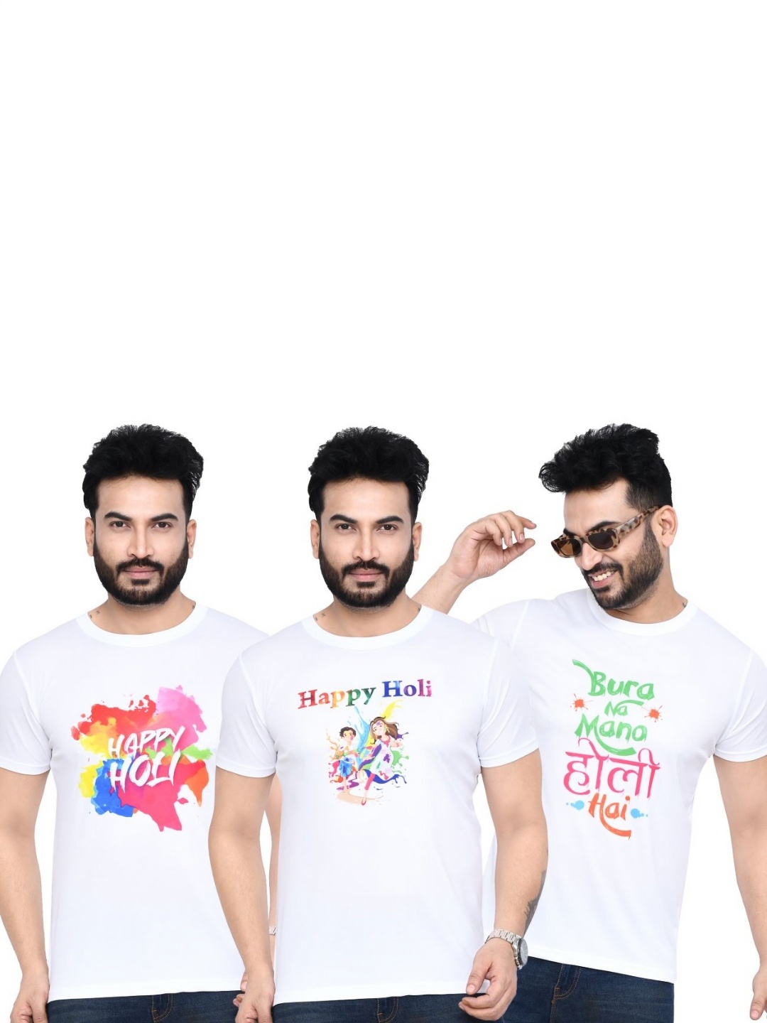 

RAPL Men 3 Printed Applique T-shirt, White