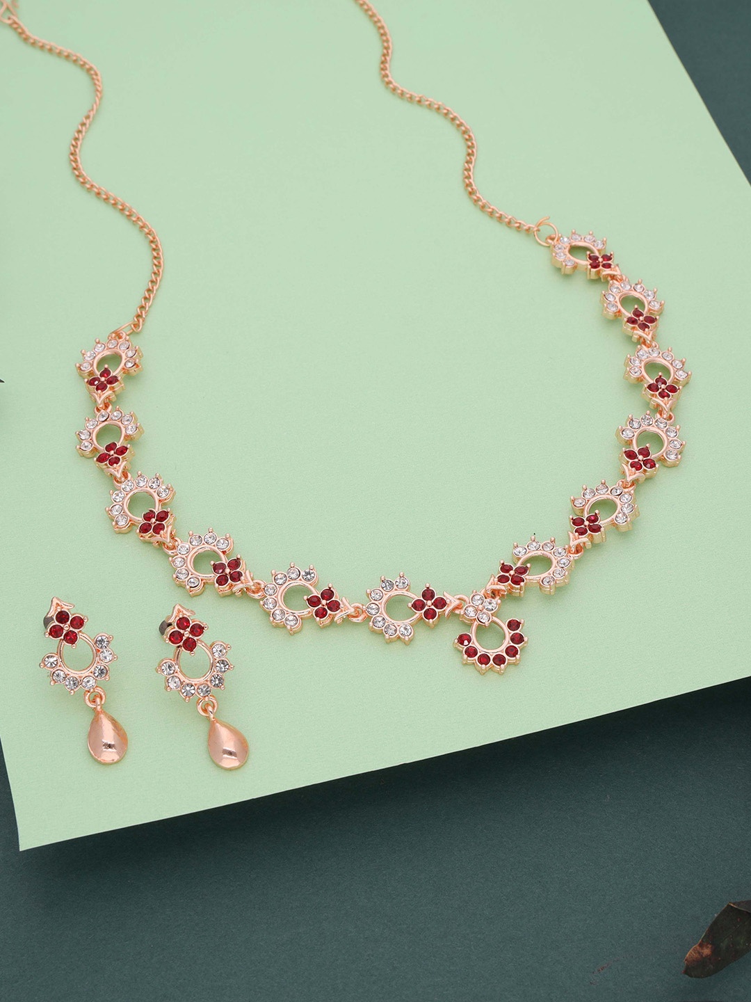 

Anouk Gold-Plated Artificial Stone-Studded Necklace And Earrings