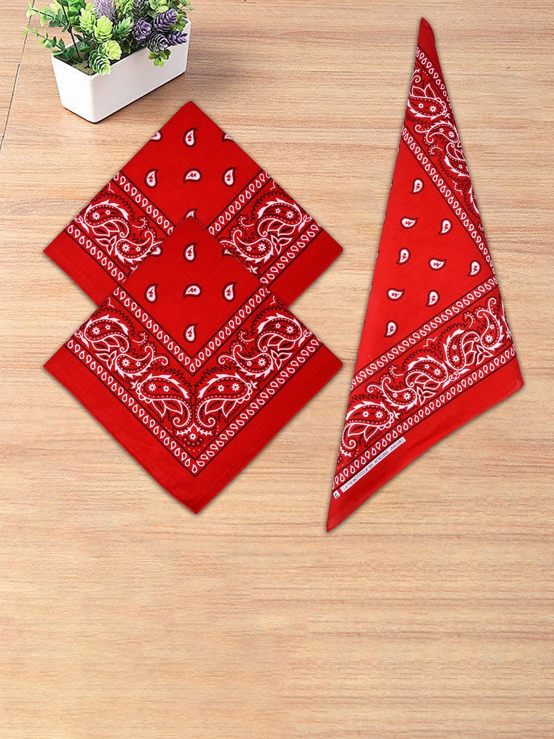 

Kuber Industries Pack Of 2 Red Printed Cotton Handkerchief