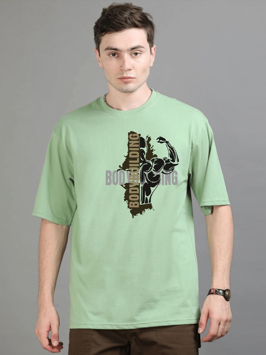 

GSPO Men Typography Printed Raw Edge T-shirt, Green