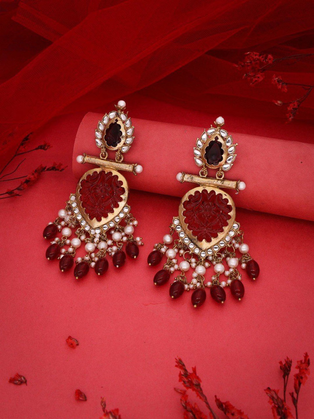 

Anouk Gold Plated Artificial Beaded Contemporary Drop Earrings