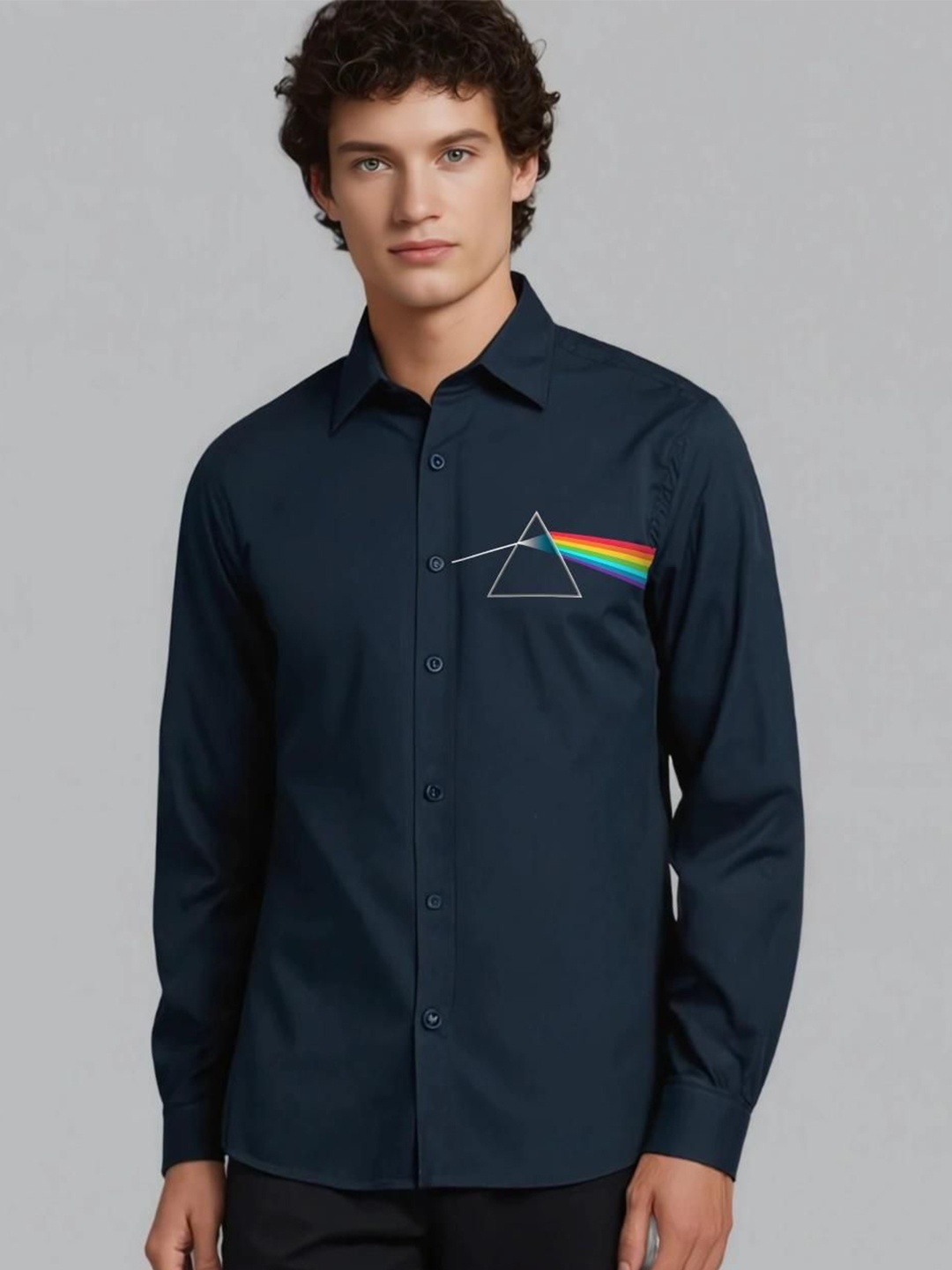 

HE SPOKE Men Smart Tailored Fit Opaque Casual Shirt, Navy blue