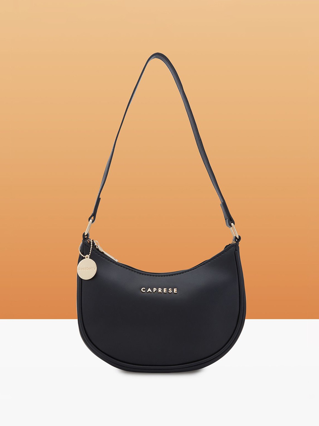 

DressBerry X CAPRESE Half Moon Shoulder Bag with Tasselled, Black