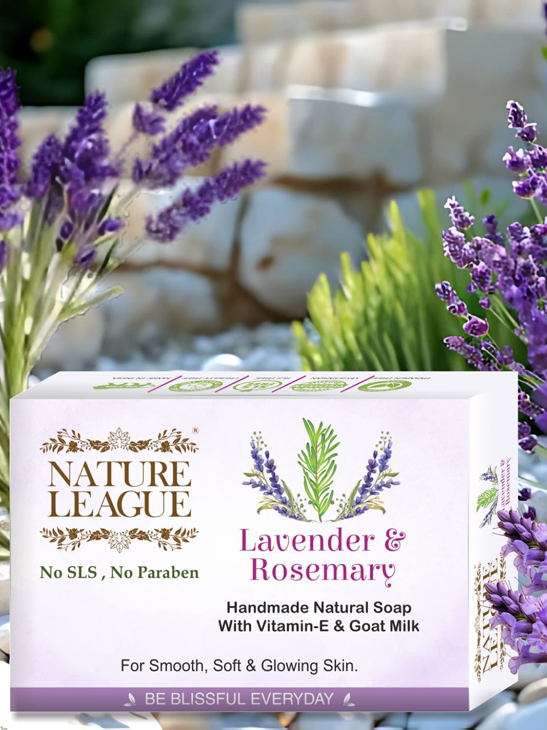 

NATURE LEAGUE Set Of 10 Lavender & Rosemary, Natural Handmade Soap- 100 g Each