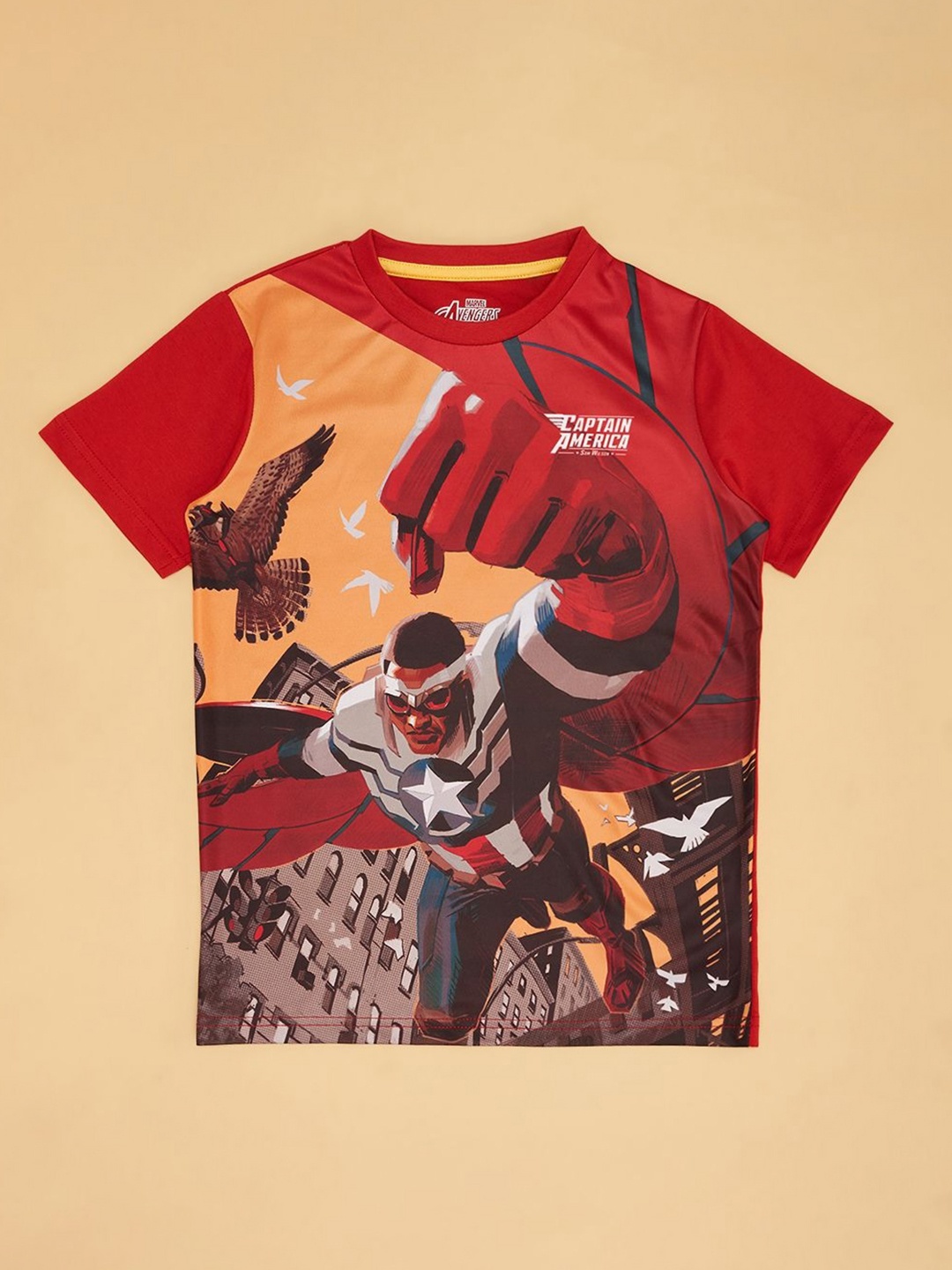 

Pantaloons Junior Boys Avengers Printed Applique T-shirt, Red