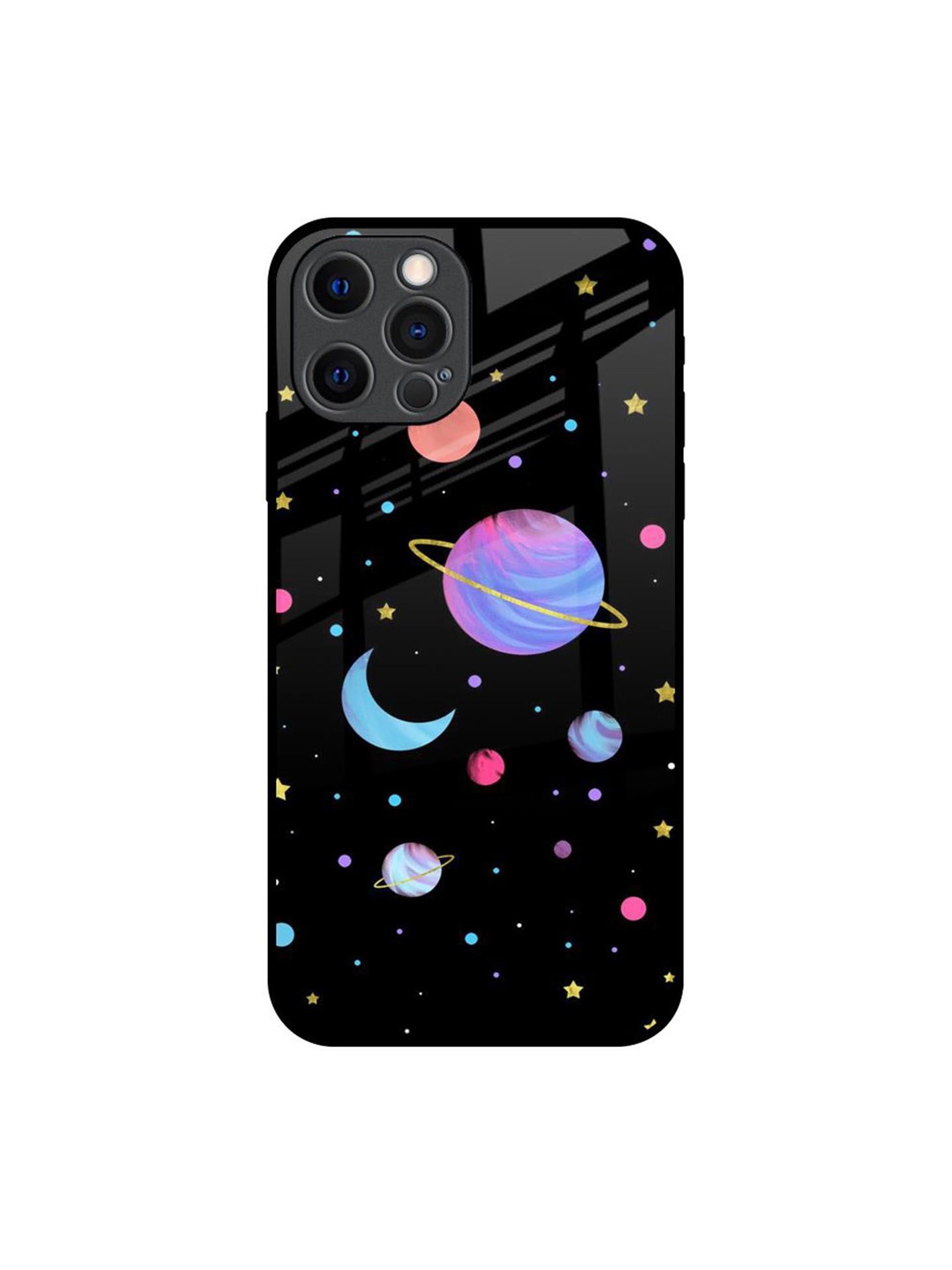 

QRIOH Quirky Printed iPhone 12 Pro Back Case Mobile Accessories, Black