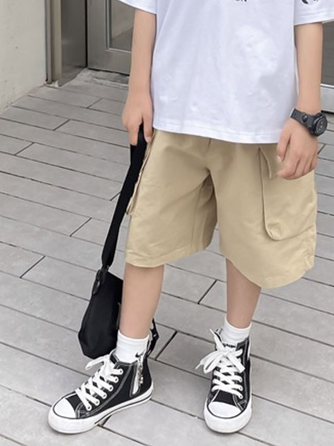 

LULU & SKY Boys High-Rise Cargo Shorts, Khaki