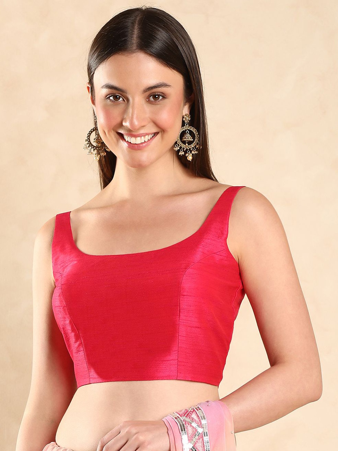 

Happy Owl Sleeveless Saree Blouse, Pink