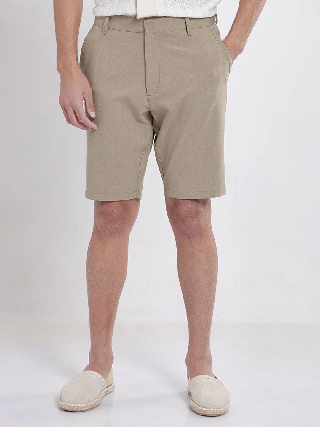 

RARE RABBIT DRIVO Men Cotton Regular Fit Mid-Rise Shorts, Khaki