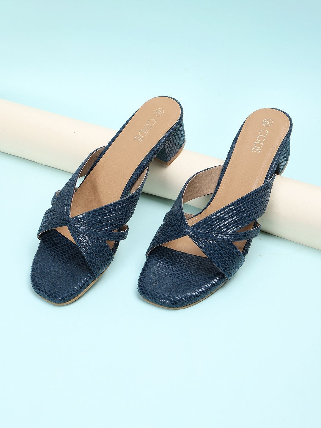 

CODE by Lifestyle Women Textured Block Sandals, Blue