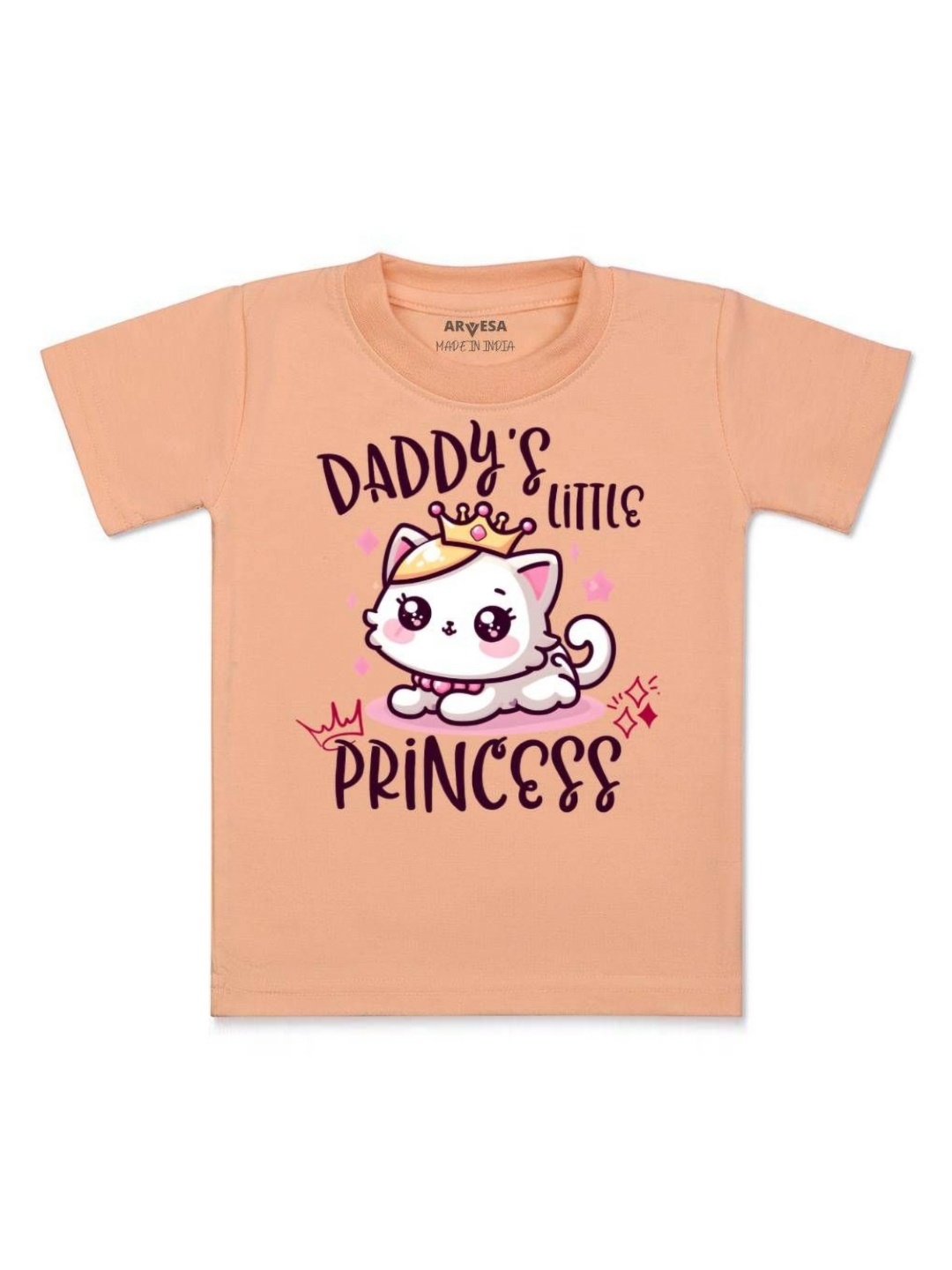 

Arvesa Kids Daddy Little Princess Printed Tshirt, Peach