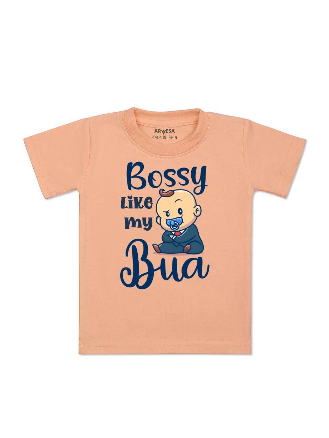 

Arvesa Kids Typography Printed Applique T-shirt, Peach