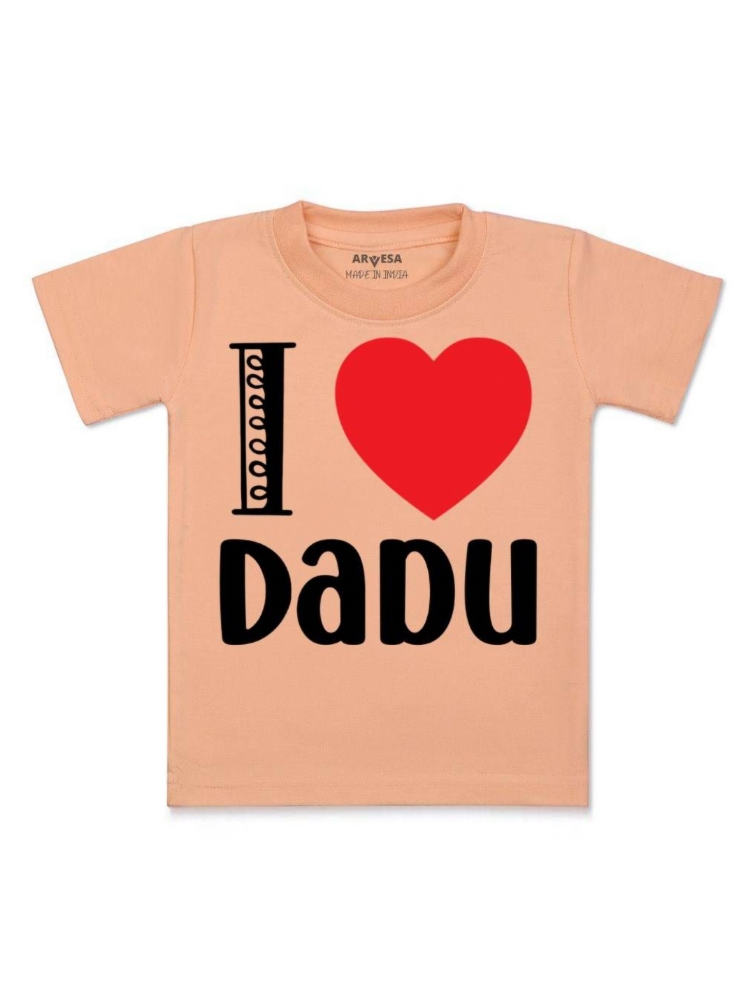 

Arvesa Kids I Love Dadu Printed Tshirt, Peach