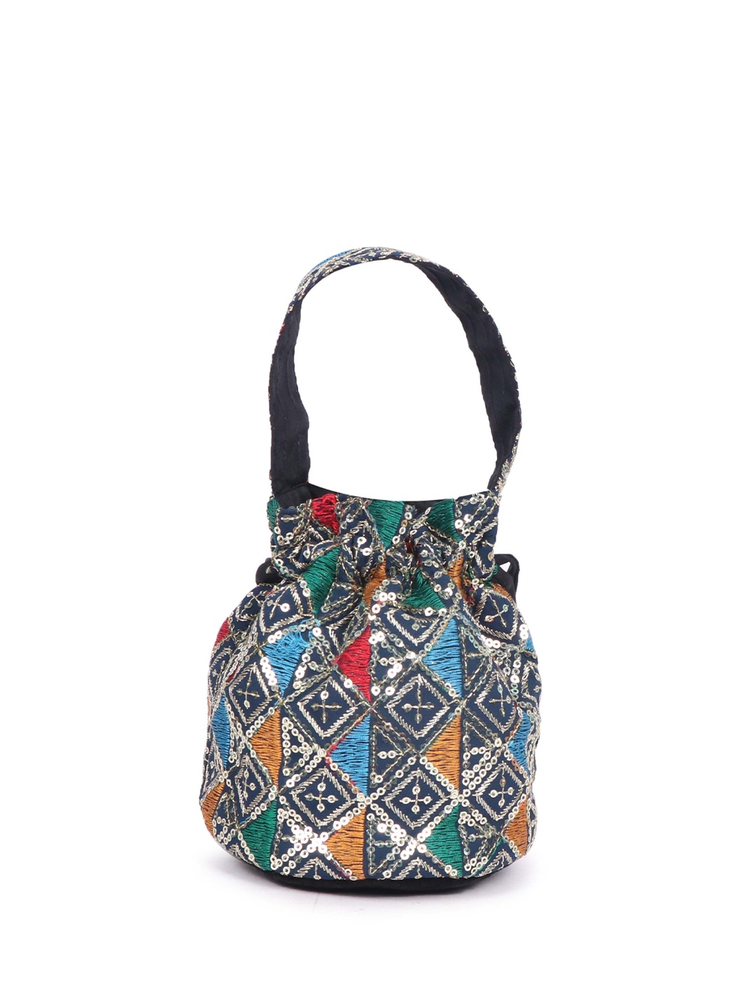 

REZZY Red & Blue Embroidered Potli Shoulder Strap Clutch