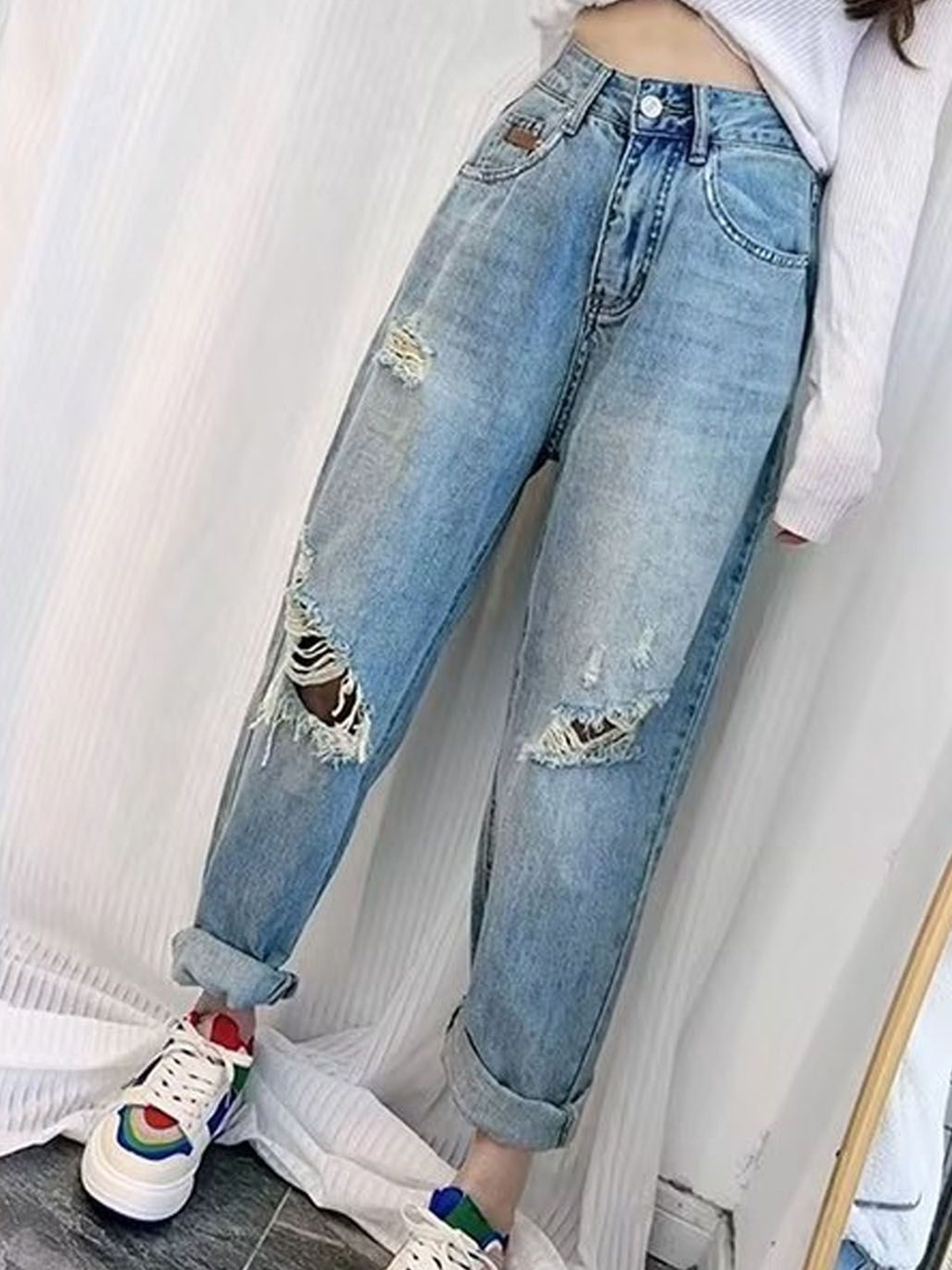

StyleCast Women Highly Distressed Heavy Fade Jeans, Blue