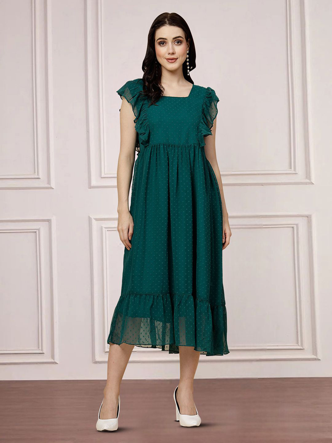 

Moda Rapido Applique Fit & Flare Dress, Green