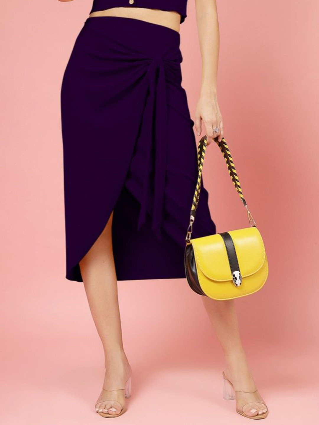 

DressBerry Wrap Around Midi Skirt, Purple