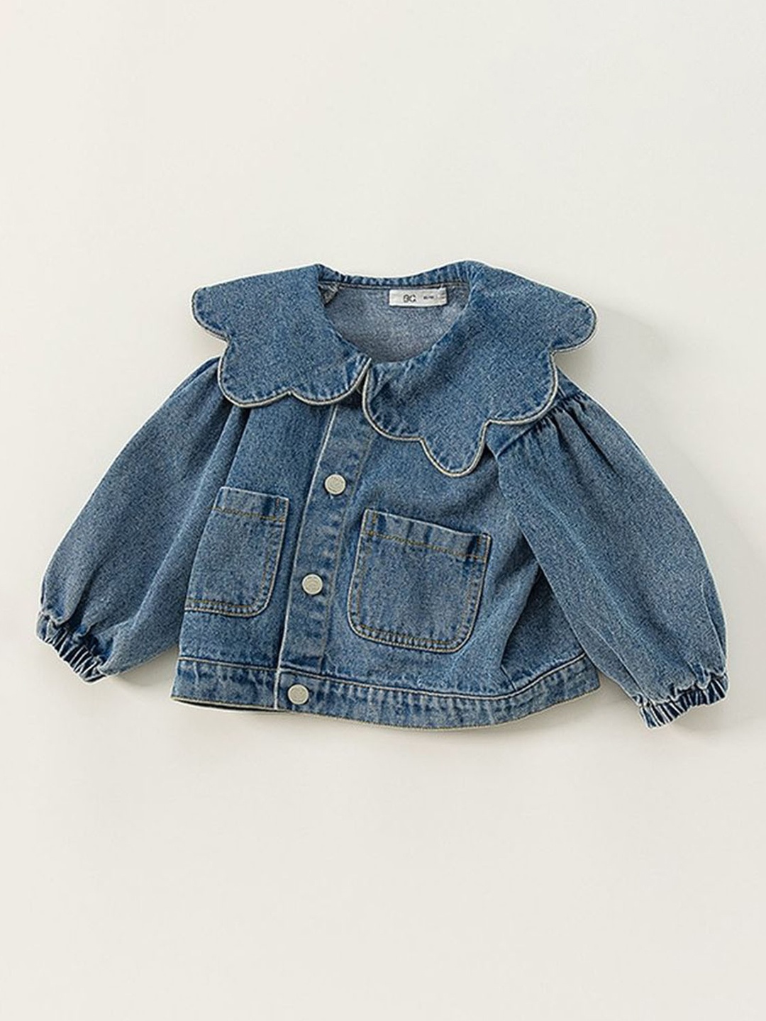

LULU & SKY Girls Washed Cotton Crop Denim Jacket, Blue