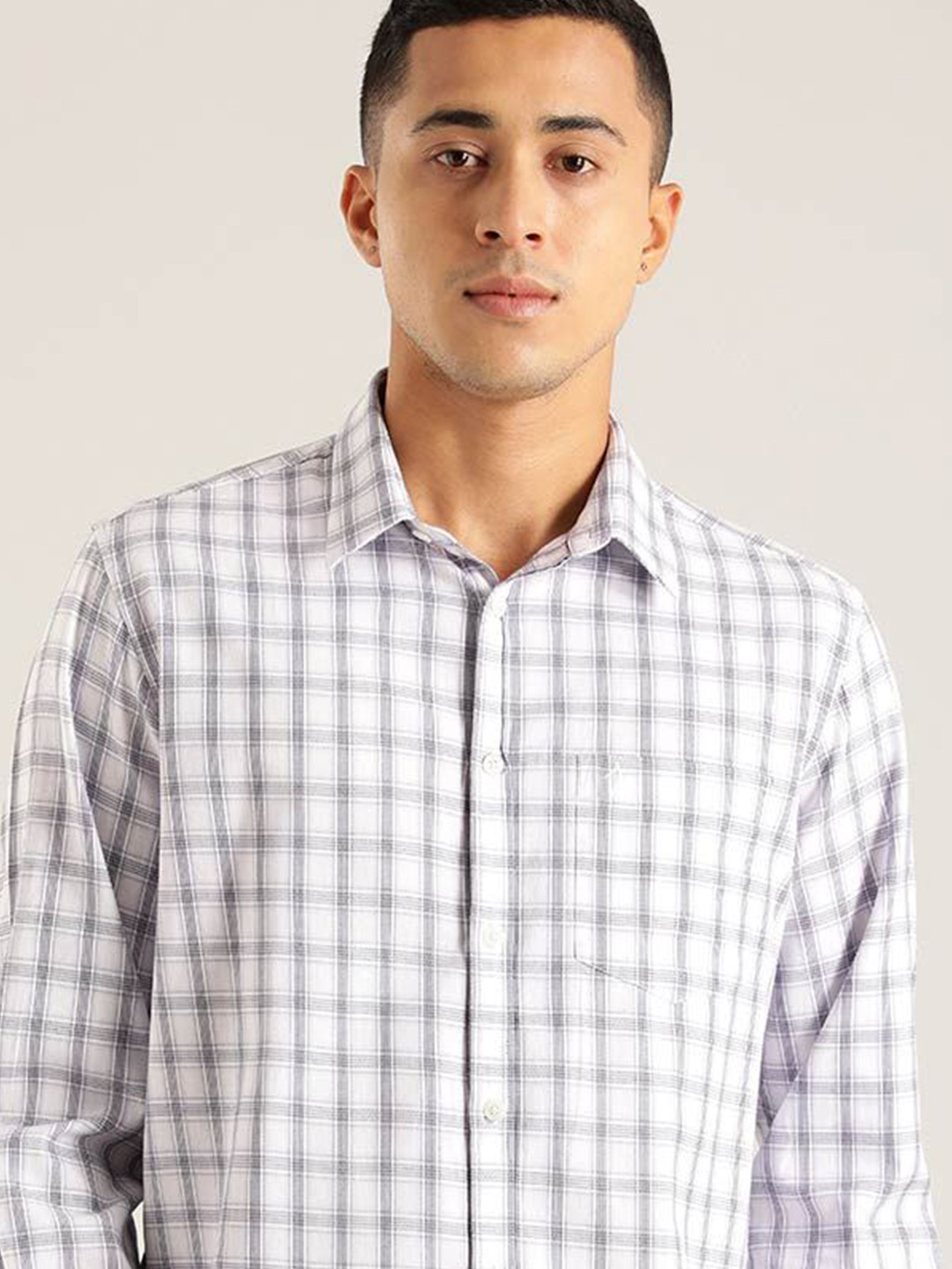 

Indian Terrain Men Slim Fit Opaque Checked Casual Shirt, Purple