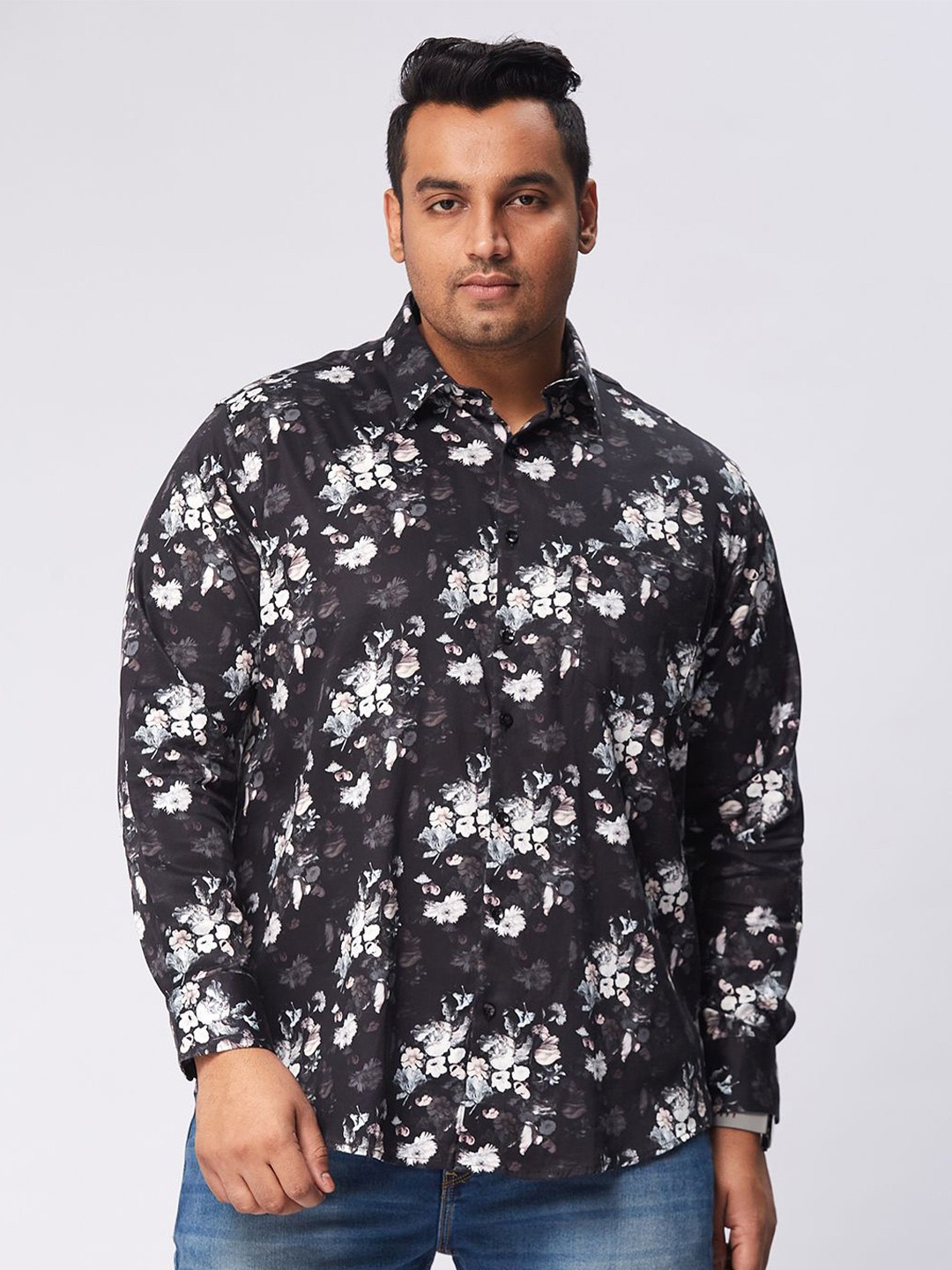 

Big Hello - The Plus Life Men Comfort Floral Opaque Printed Casual Shirt, Brown