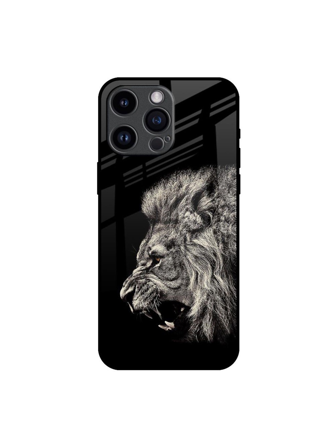 

QRIOH Brave Lion Printed iPhone 14 Pro Max Back Case, Black