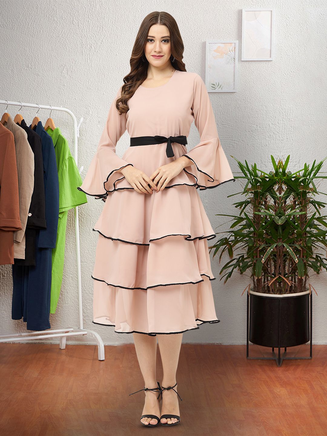 

Moda Rapido Applique Fit & Flare Dress, Peach