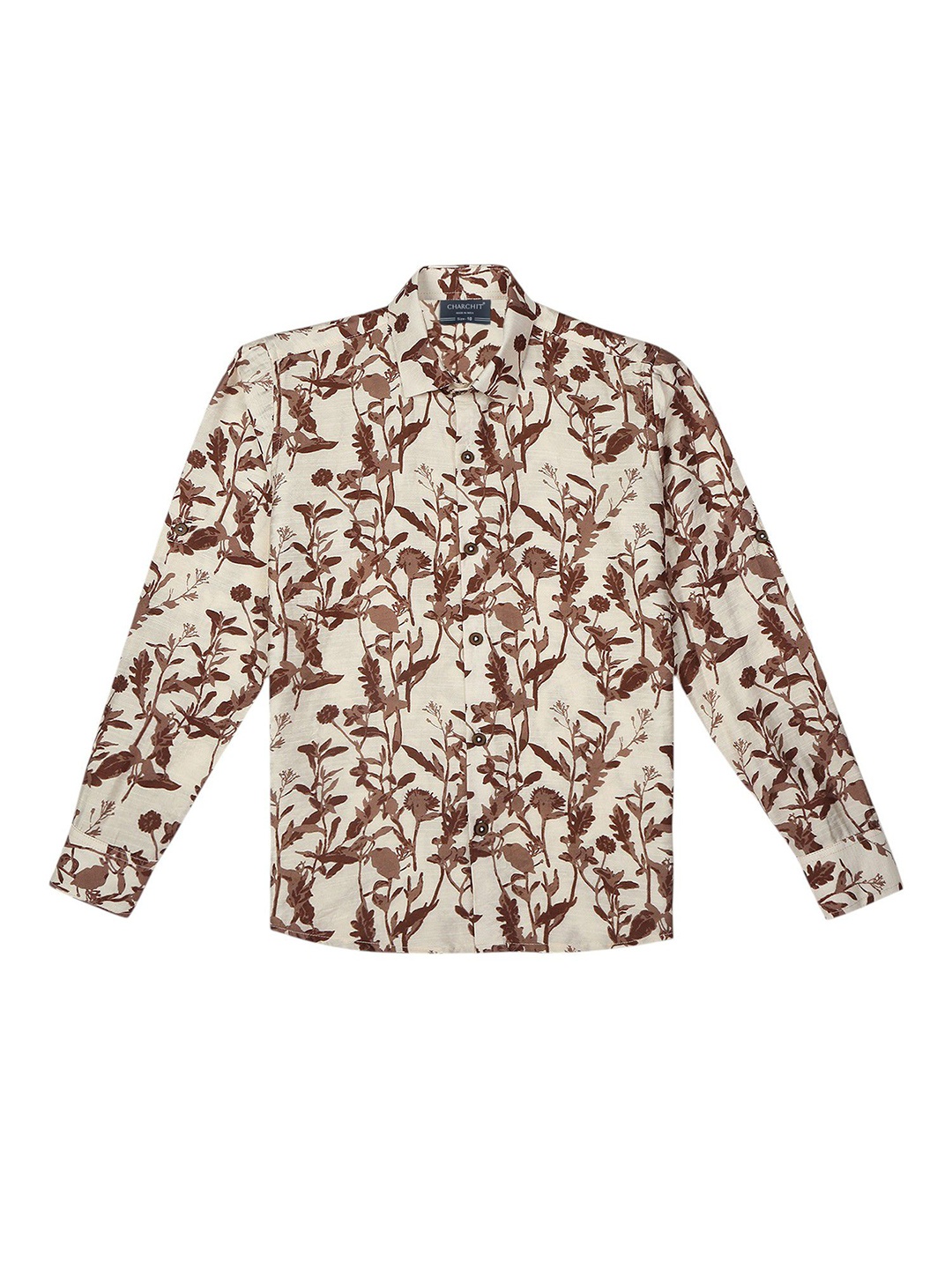 

CHARCHIT Boys Comfort Opaque Printed Casual Shirt, Brown