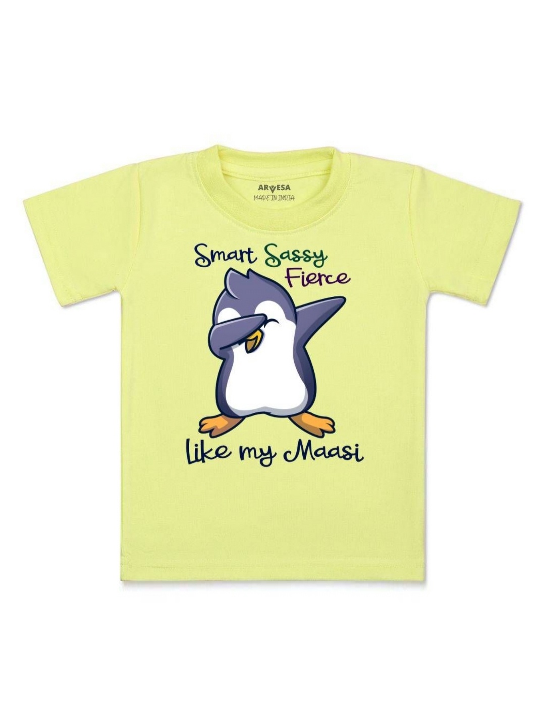 

Arvesa Kids Smart Sassy Like My Maasi Printed Tshirt, Yellow