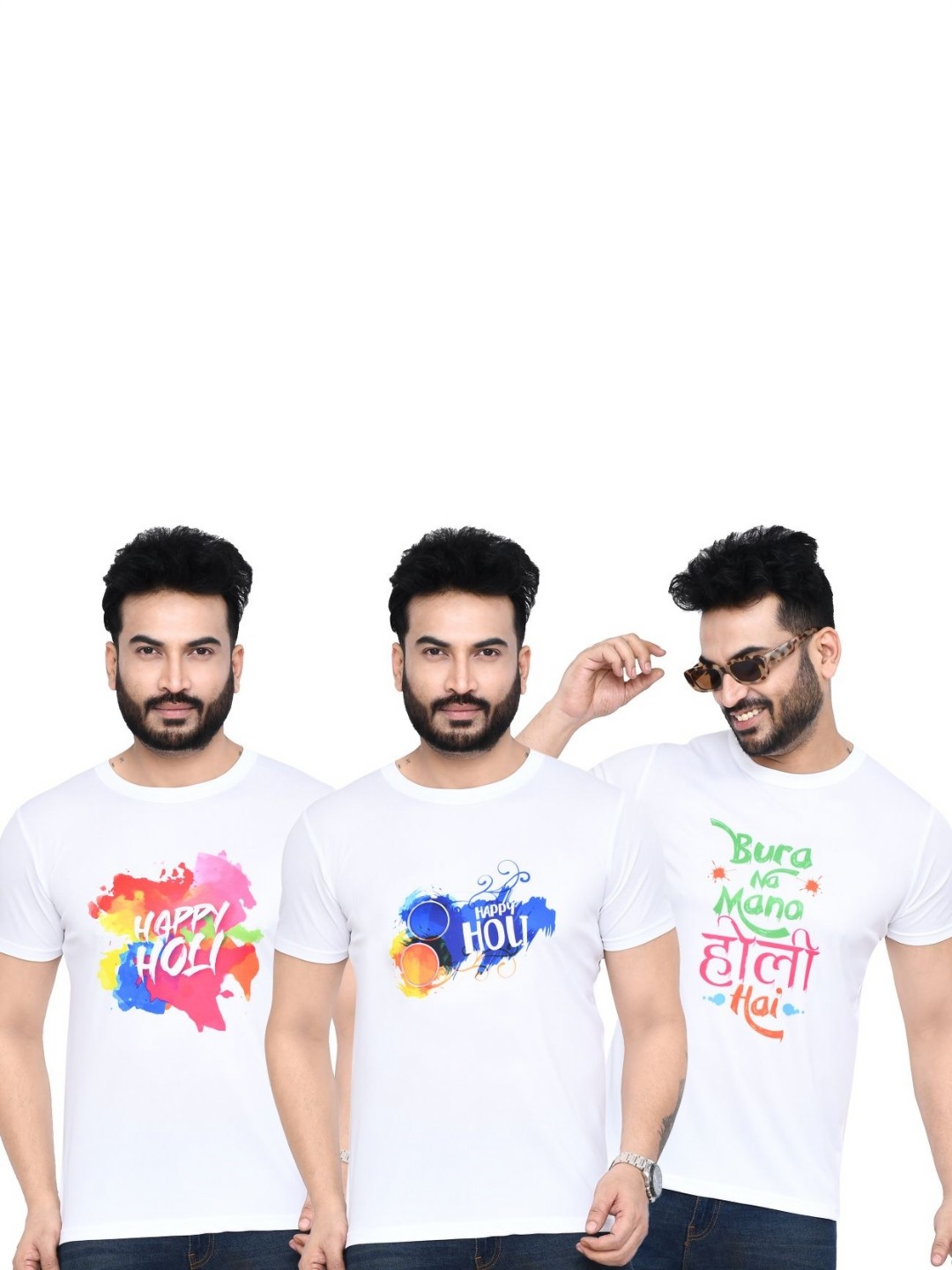

RAPL Men 3 Printed Applique T-shirt, White