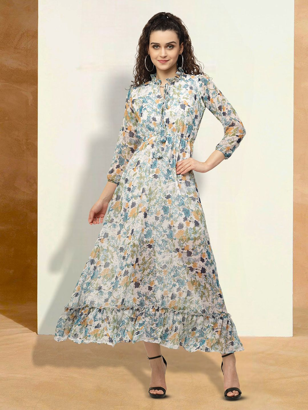 

Moda Rapido Floral Print Keyhole Neck Applique Fit & Flare Dress, Multi