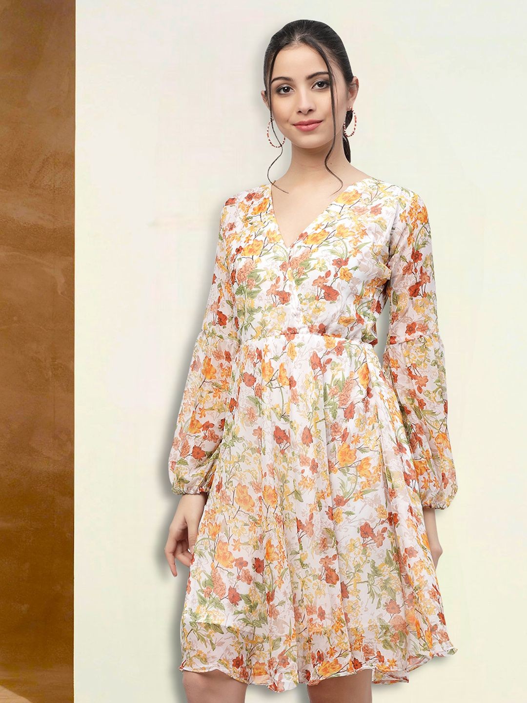 

Moda Rapido Floral Print Applique Fit & Flare Dress, Multi