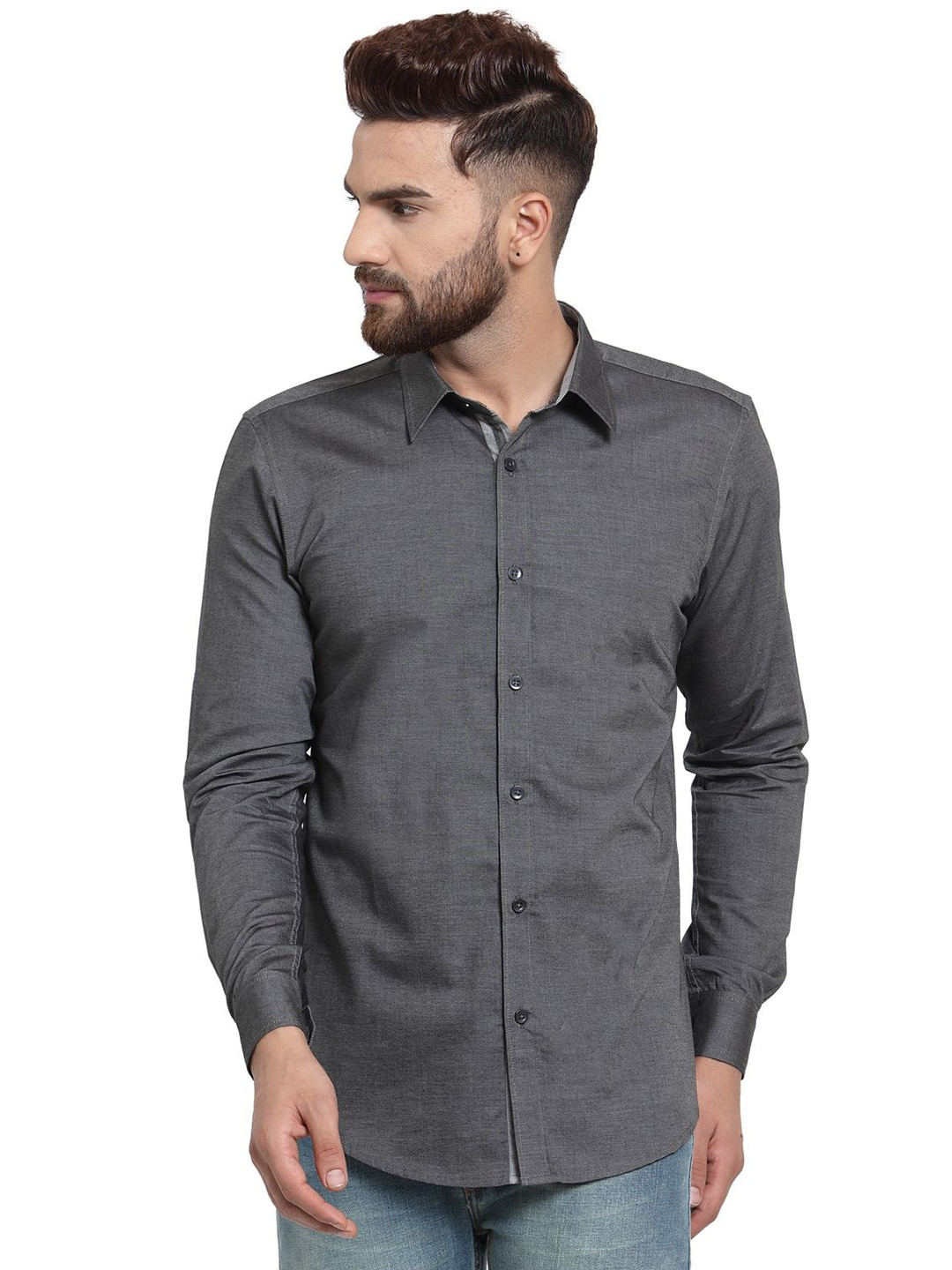 

Moda Rapido Men Slim Fit Opaque Casual Shirt, Grey