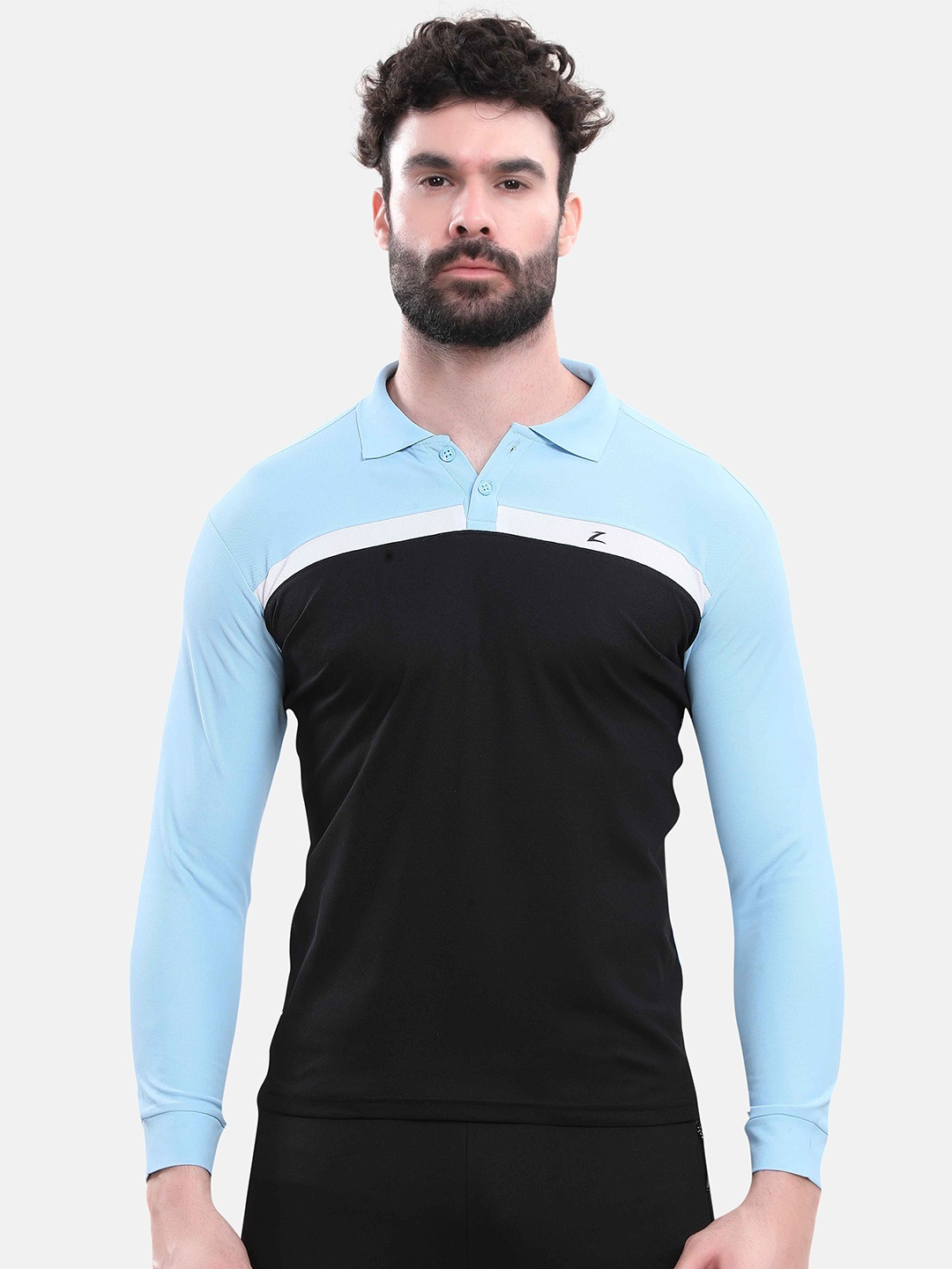

Z Zagros Men Colourblocked Polo Collar T-shirt, Blue