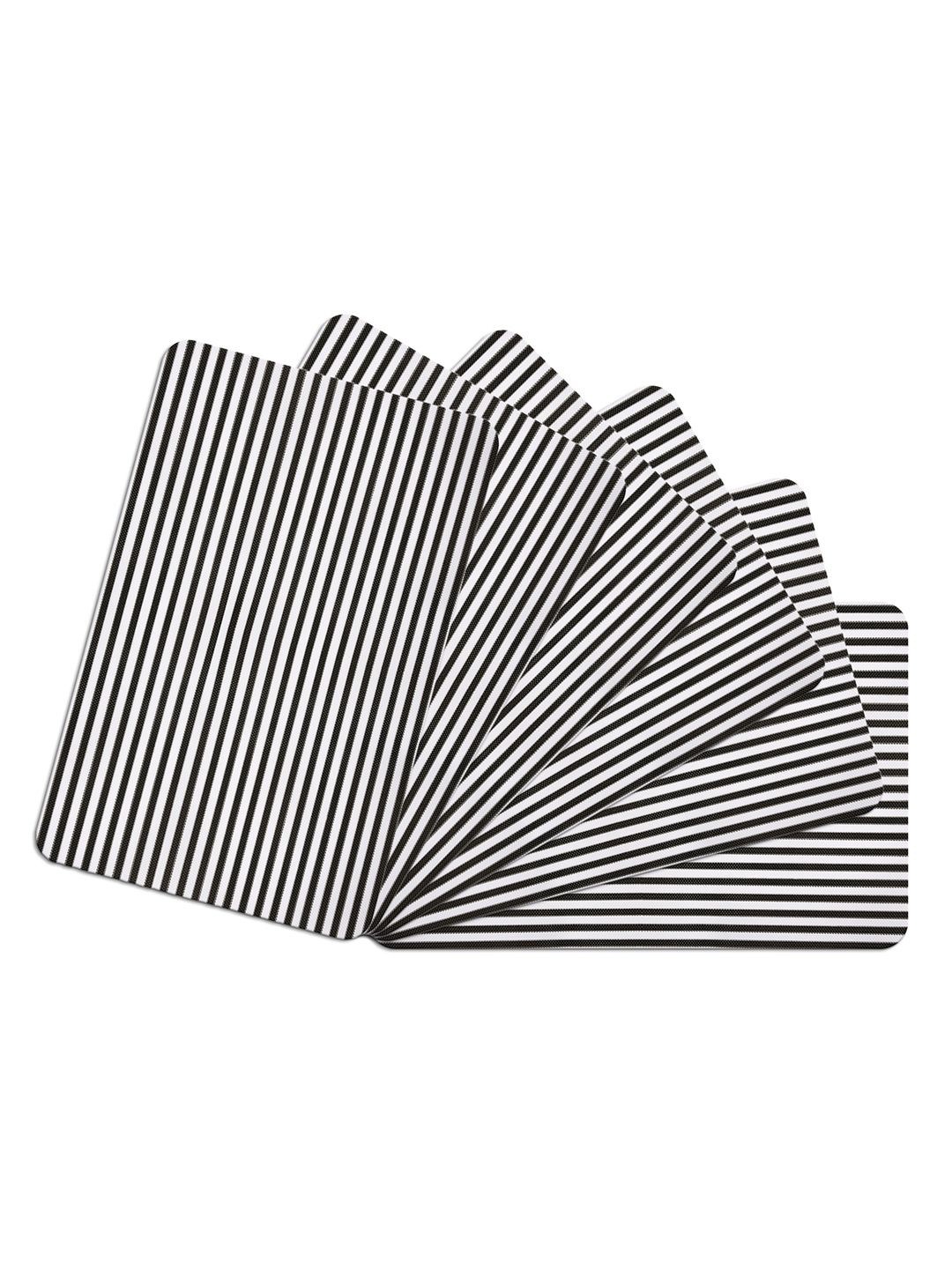 

Kuber Industries Black & White 6 Pieces Striped Table Placemats