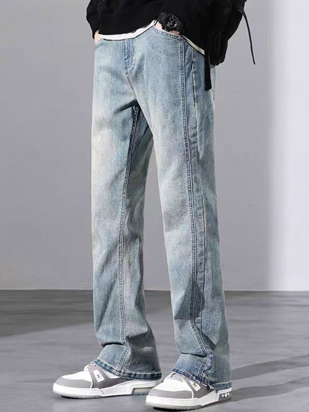 

HERE&NOW Men Clean Look Heavy Fade Jeans, Blue