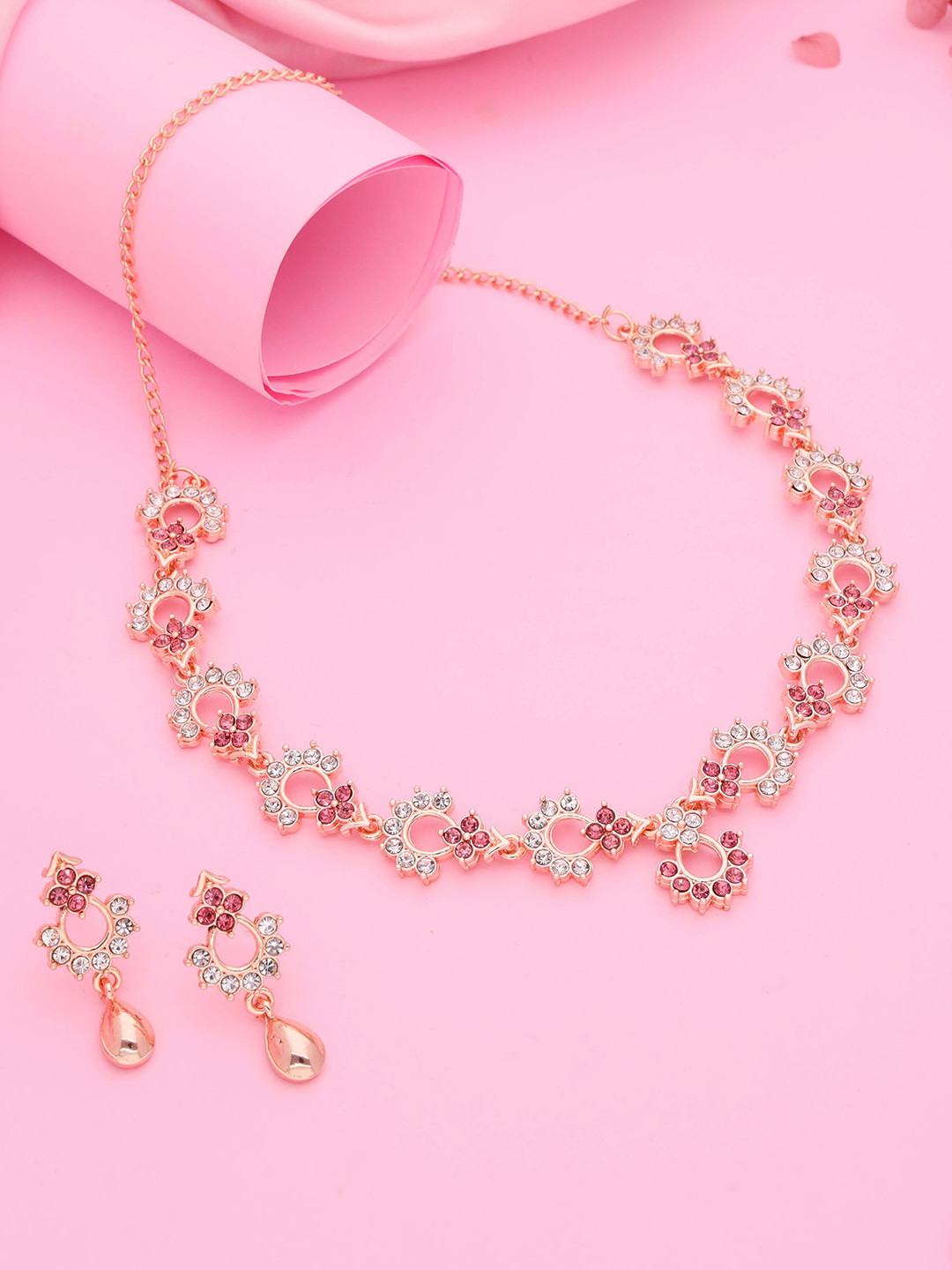 

Anouk Gold-Plated Artificial Stones-Studded Necklace and Earrings