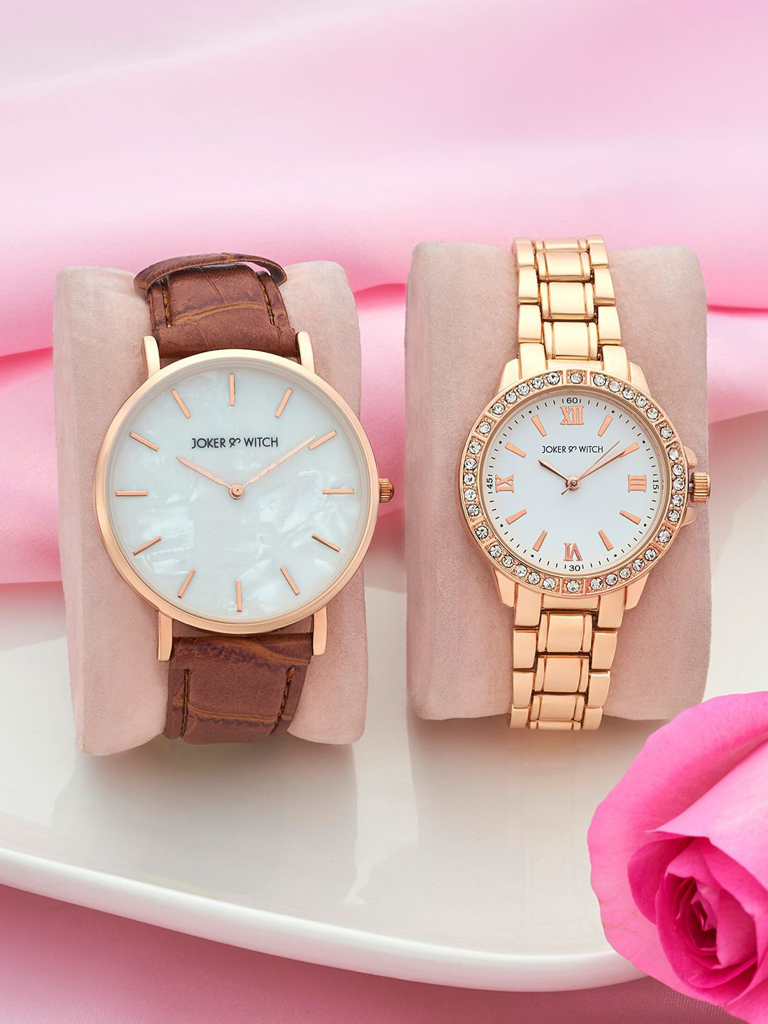 

JOKER & WITCH Andrew & Emma Analogue Couple Watches Giftset, Rose gold