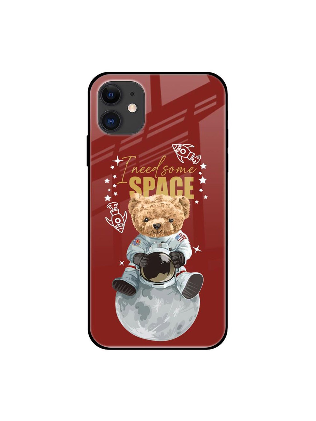 

QRIOH Astronaut Bear Printed iPhone 12 Mini Back Case, Maroon