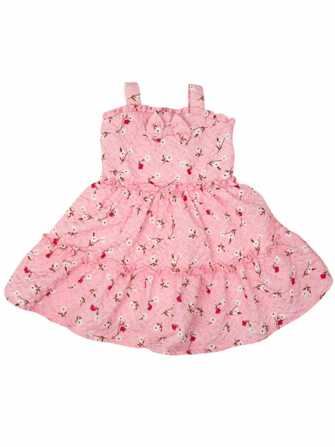 

Doodle Girls Floral Printed Shoulder Straps Fit & Flare Dress, Pink