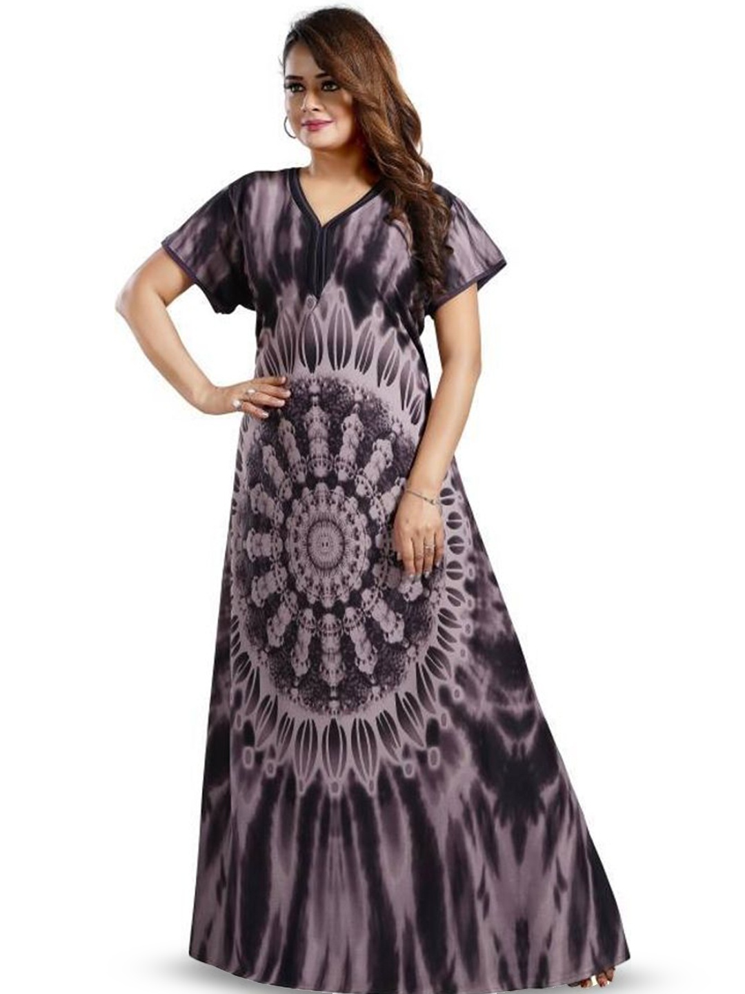 

PR PINK ROYAL Printed Maxi Nightdress, Black
