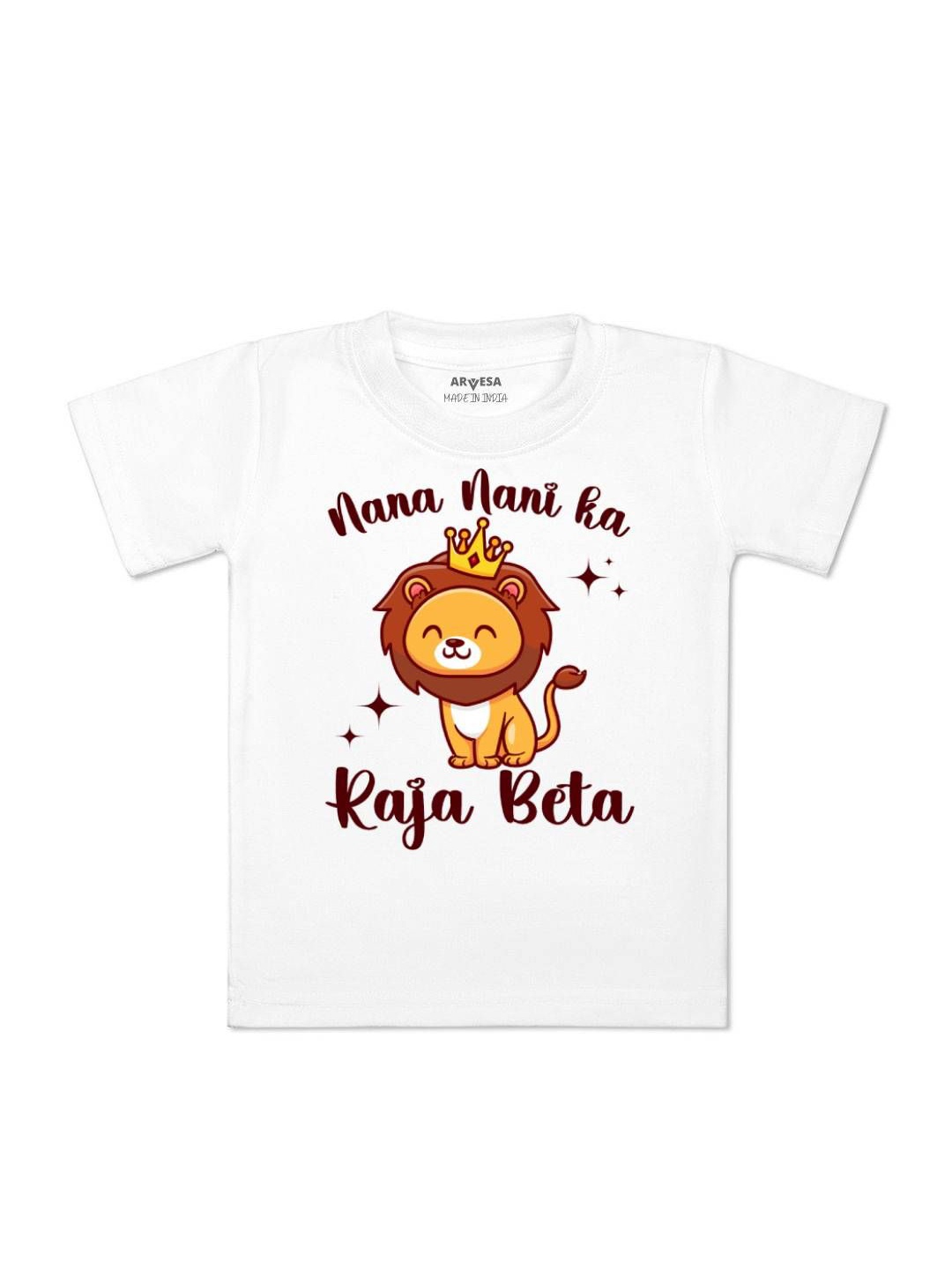 

Arvesa Kids Nana Nani Raja Beta Printed Tshirt, White