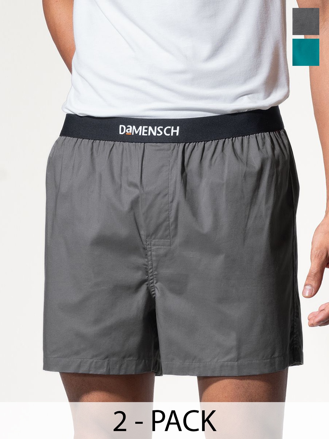 

DAMENSCH Pack Of 2 Pure Cotton Mid Rise Boxers IB1001-MX2262, Blue