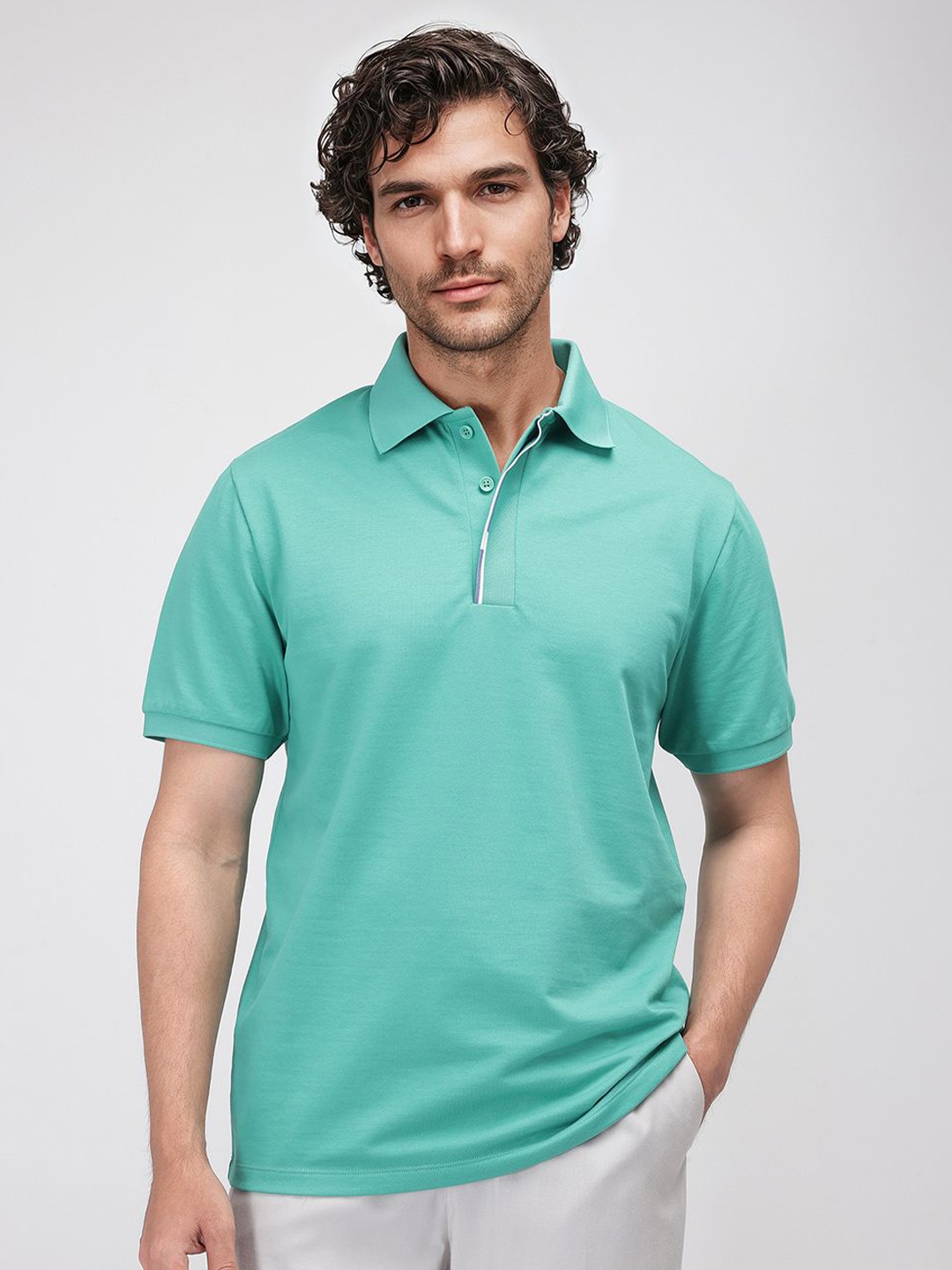 

RARE RABBIT Men Polo Collar T-shirt, Green