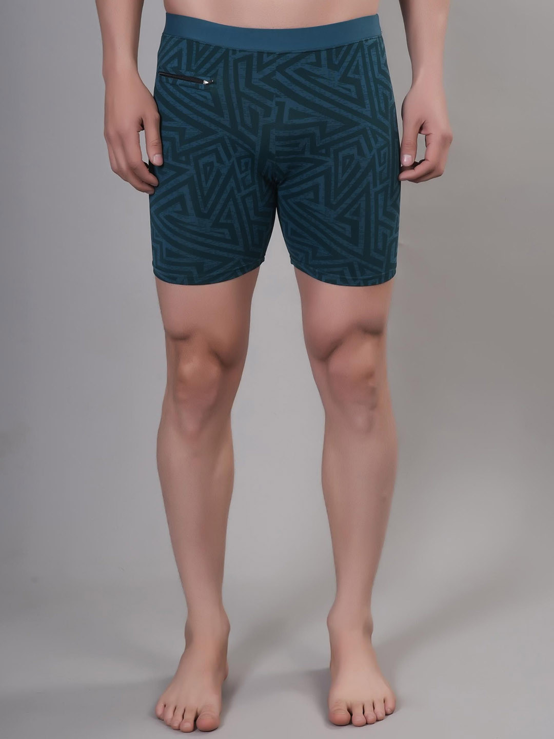 

UllasPemium Men Printed Swim Shorts with Key Pocket, Teal