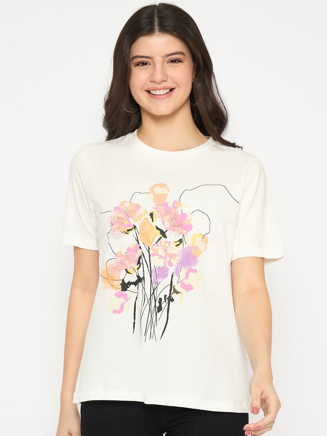 

Madame Print Cotton Top, White