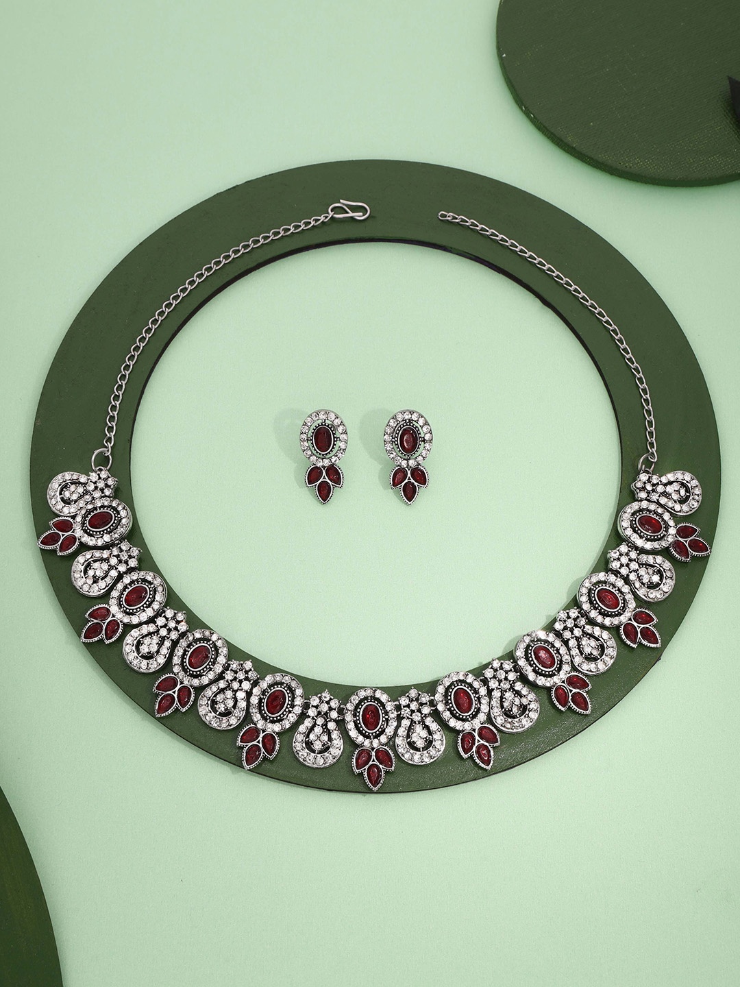 

Anouk Gold-Plated American Diamond Studded Necklace And Earrings, Silver