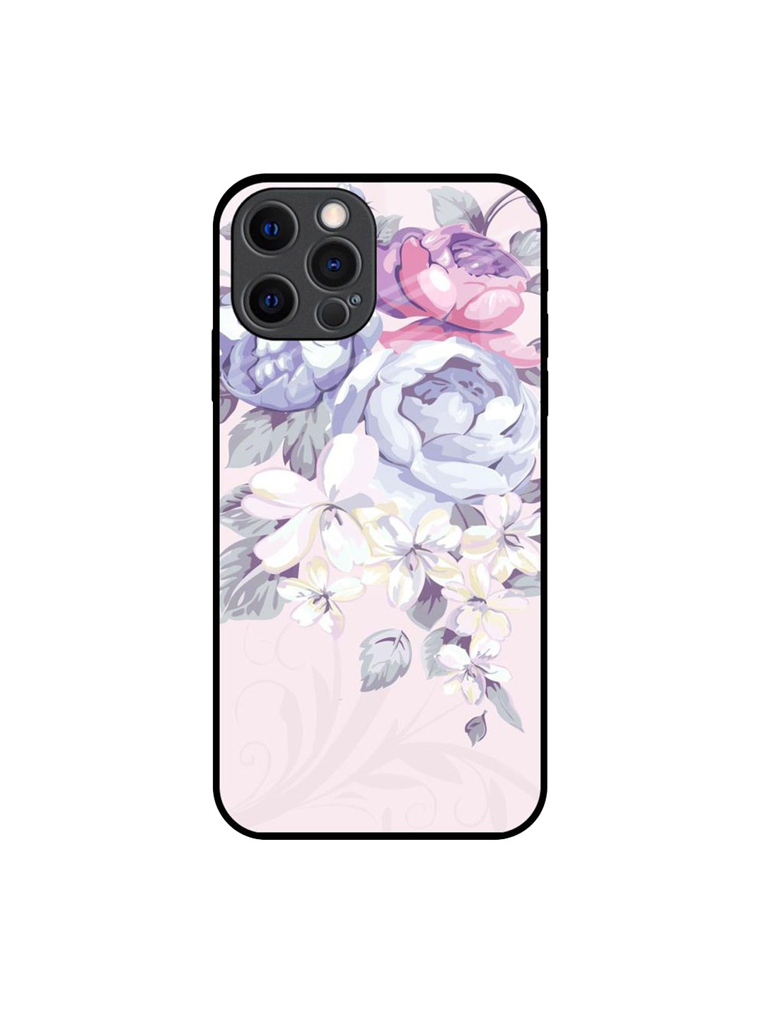 

QRIOH Floral Printed iPhone 12 Pro Back Case Mobile Accessories, Pink