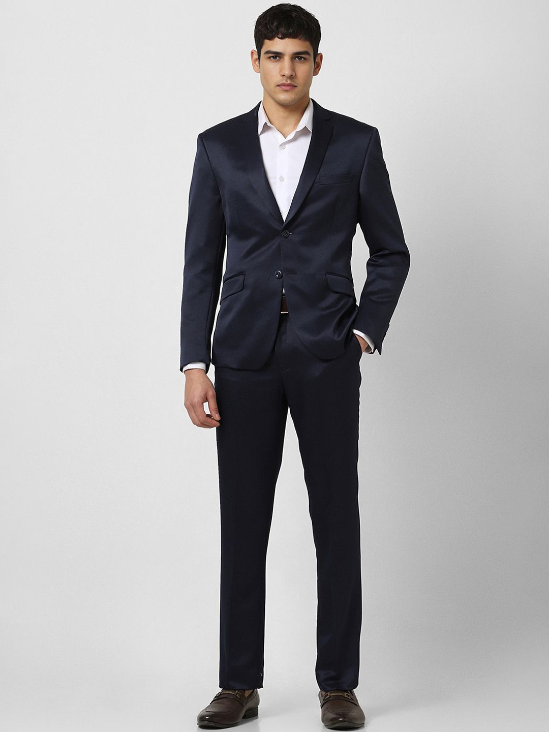 

V Dot Men's Slim-Fit Single-Breasted Two-Piece Suits, Navy blue